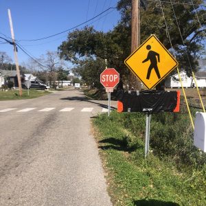 The detour sign just south of the Nicholson Avenue railroad crossing is temporarily covered until work at the crossing is rescheduled. The detour sign just south of the Nicholson Avenue railroad crossing is temporarily covered until work at the crossing is rescheduled. (Photo credit: Toni Miles)