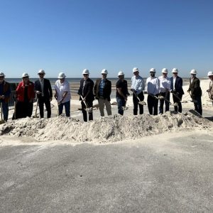 City leaders and project managers and crew turn dirt at the official groundbreaking for the City of Long Beach’s Gateway Project.