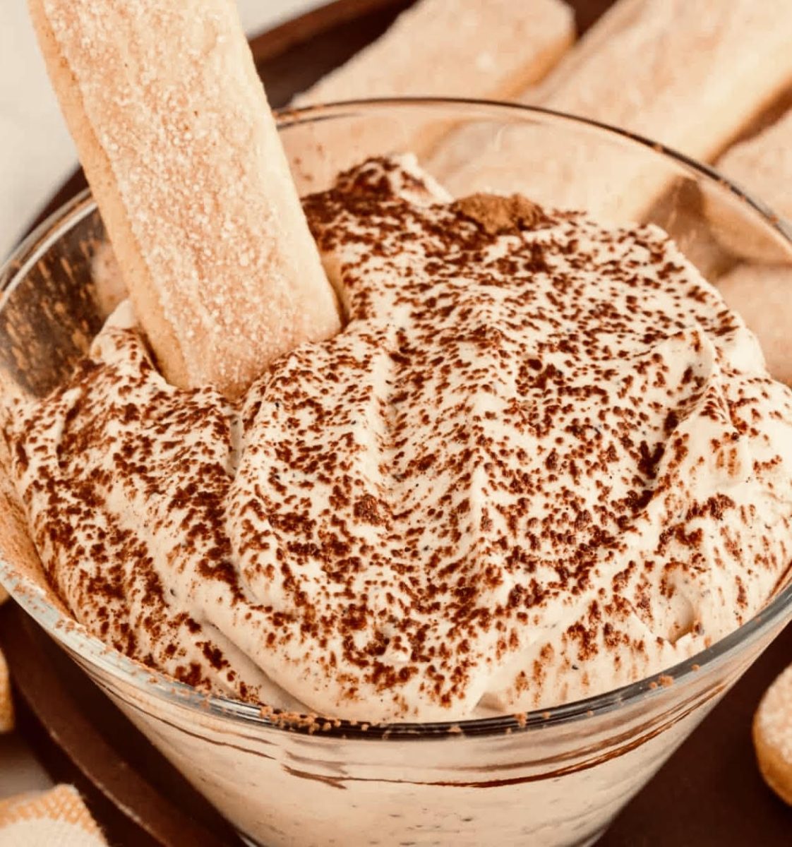 Tiramisu dip is the perfect appetizer when paired with ladyfingers or sugar cookies for dipping.