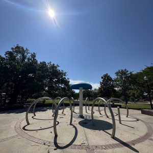 The Splash Pad at the Harper McCaughan Town Green is now open daily at 9 a.m. (Photo credit Toni Miles)