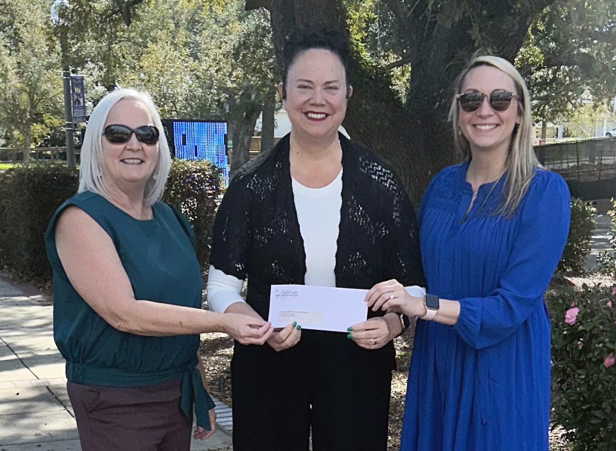 Pictured (l to r) are Lisa Birmingham, director of Grants and Scholarships at GCCF; Wendy Wagner, manager of Batman’s LBMS Animal Rescue Foundation in Long Beach; and Dr. Christen H. Duhé, president and executive director of GCCF.