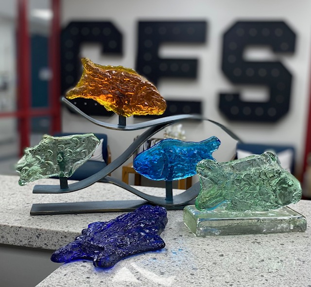 Take the bait and buy a fish sponsorship! Glass fish available for purchase to support School Waves