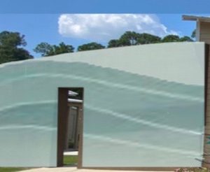 Artist Rendering of School Waves outdoor art sculpture integrated into the entrance of the Gail Keenan Art Center