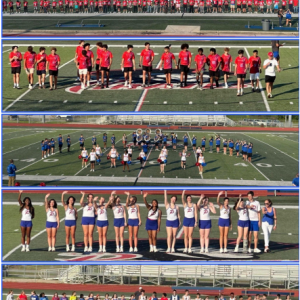 Top to Bottom: PCHS Football Team, PCHS Men’s Soccer Team, PCHS Cheer and Band, PCHS Dance Team, PCHS Cross Country Team (Photos contributed by Dr. Carla Evers, PCSD Superintendent.)
