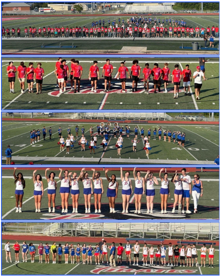 Top to Bottom: PCHS Football Team, PCHS Men’s Soccer Team, PCHS Cheer and Band, PCHS DanceTeam, PCHS Cross Country Team (Photos contributed by Dr. Carla Evers, PCSD Superintendent.)