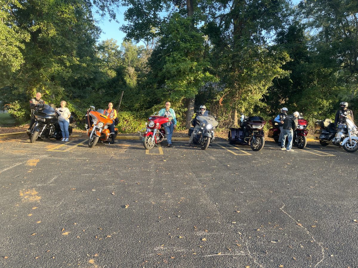 Members of the Flags of Honor Escorts line up for the Tri-State Gold Star Families Memorial Ride’s South Mississippi stop.