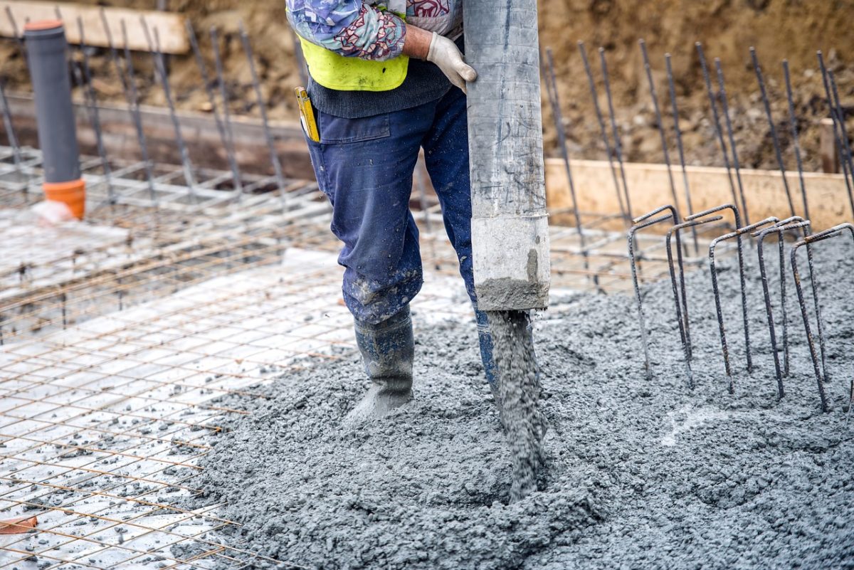 pouring concrete