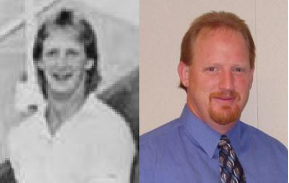 Taylor in 1984 (left) and 2023 (right).