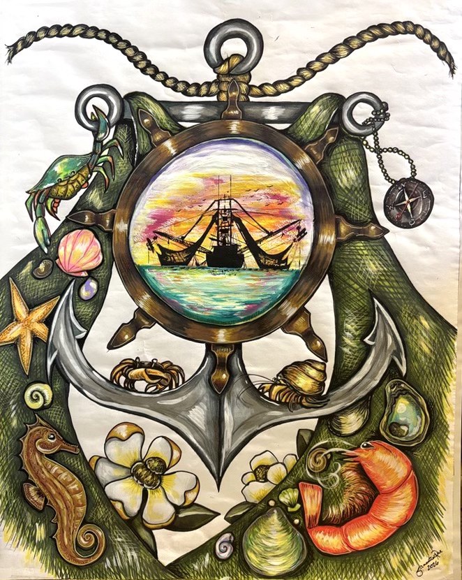 Student Samantha Savage designed the Celebrate the Gulf Festival poster and t-shirt for 2026.