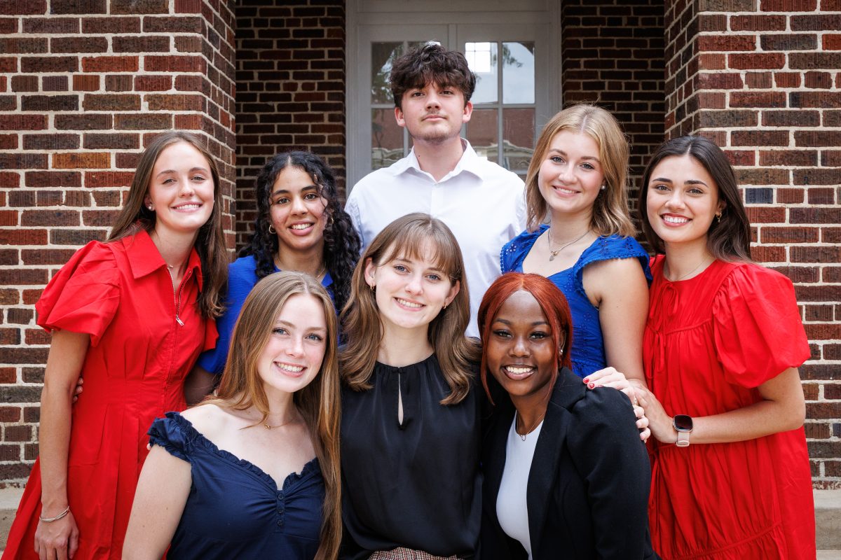 Nine freshmen at the University of Mississippi have been named Ole Miss Women's Council scholars, and each received a $40,000 scholarship. Students also receive t support in the way of advisers, mentors, leadership training, travel and networking. The recipients are (l to r), front row: Anna Hammer, Madelyn Parsons and Erial Mays; and back row: Hallie Ingram, Afnane Houjhouj, Ethan Campbell of Pass Christian, Kate Riddle and Andrea Brohawn. Student Laiyla Pride was unavailable for the photo.