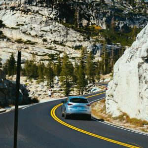 car on the road in mountains