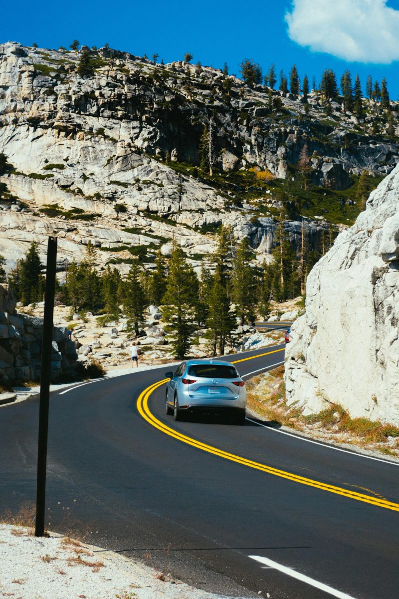 car on the road in mountains