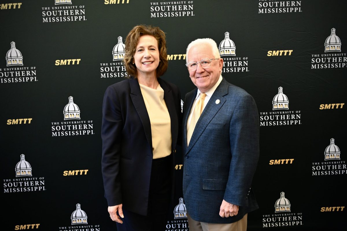MGCCC President Dr. Mary S. Graham and USM President Dr. Joe Paul are pictured at USM’s Gulf Park Campus, where they announced the schools’ intent to expand degree pathways at the USM Gulf Park Campus, allowing MGCCC to offer all freshman and sophomore classes at that location.