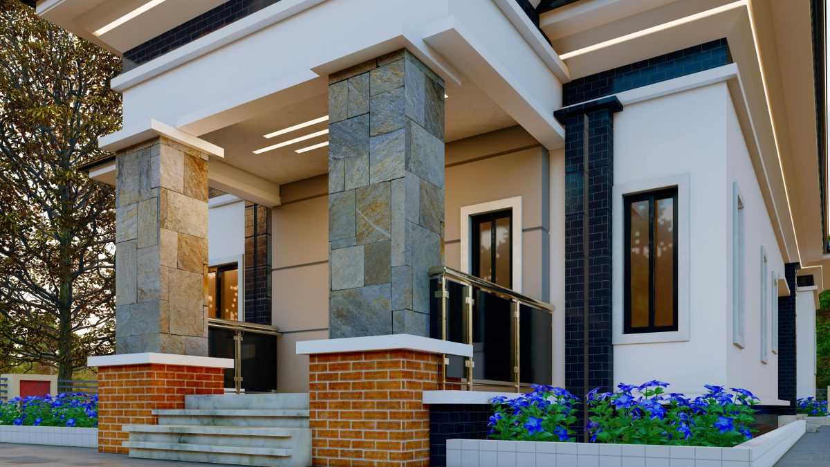modern-residential-entrance-with-stone-columns