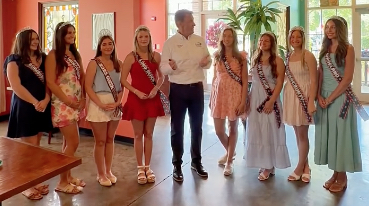 Long Beach Mayor Tim Pierce (center) hosted a special luncheon for Savannah Madigan, a Long Beach resident who earned the title of the 2026 Mississippi Deep Sea Fishing Rodeo Queen, and members of the royal court.