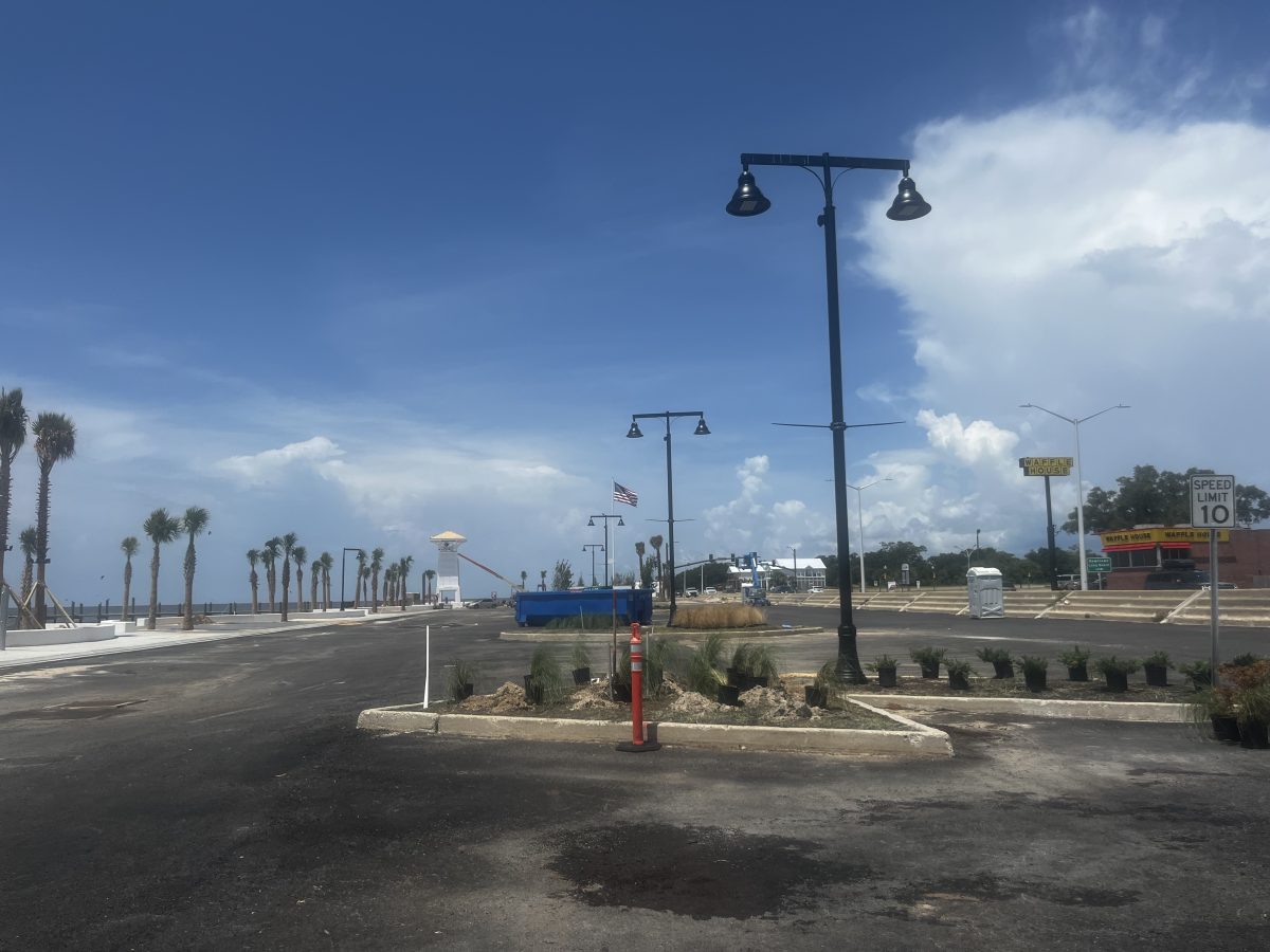 The parking lot and beach access area has been outfitted with turtle-friendly lights designed to help protect coastal wildlife while providing safe and efficient lighting for residents and visitors. (Photo credit: Toni Miles)
