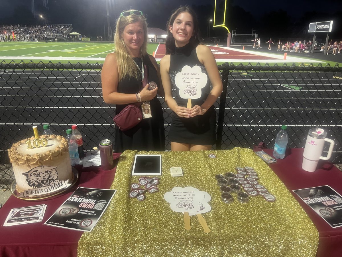 Bearcat memorabilia and centennial items were available for purchase at the LBSD’s Centennial Celebration at the Bearcats football game Friday, September 4. (Photo credit Toni Miles)