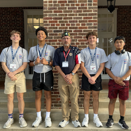 Pictured (l to r) are Alex Bosarge, Anthony Gooden, American Legion Post 1995 Program Manager Ray Chavaree, Carter Ladner and Trieu Tran