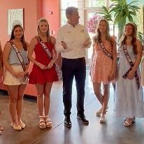 Long Beach Mayor Tim Pierce (center) hosted a special luncheon for Savannah Madigan, a Long Beach resident who earned the title of the 2026 Mississippi Deep Sea Fishing Rodeo Queen, and members of the royal court.