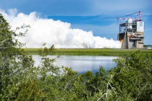 NASA tests SR-25 engine No. 20001 on June 20, 2025, at the Fred Haise Test Stand at NASA's Stennis Space Center at Bay St. Louis, MS (NASA/Danny Nowlin)